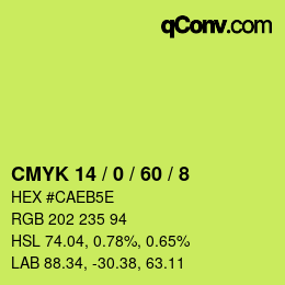 Color code: CMYK 14 / 0 / 60 / 8 | qconv.com