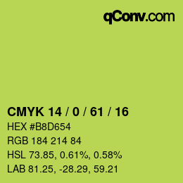 Farbcode: CMYK 14 / 0 / 61 / 16 | qconv.com