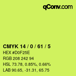 颜色代码: CMYK 14 / 0 / 61 / 5 | qconv.com