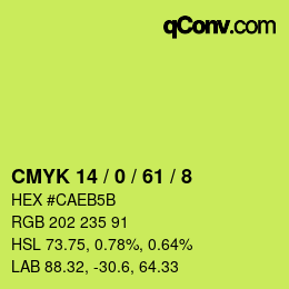 Color code: CMYK 14 / 0 / 61 / 8 | qconv.com