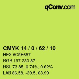 Color code: CMYK 14 / 0 / 62 / 10 | qconv.com