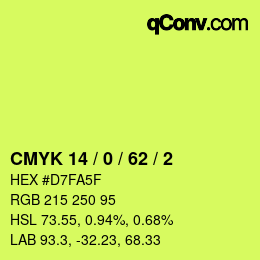 カラーコード: CMYK 14 / 0 / 62 / 2 | qconv.com