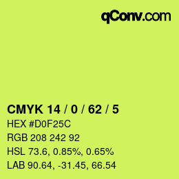 カラーコード: CMYK 14 / 0 / 62 / 5 | qconv.com