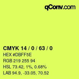 Color code: CMYK 14 / 0 / 63 / 0 | qconv.com