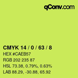 Color code: CMYK 14 / 0 / 63 / 8 | qconv.com