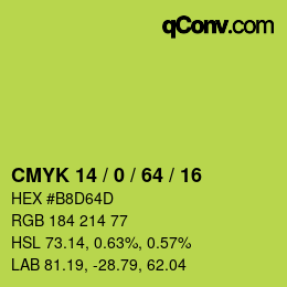 Farbcode: CMYK 14 / 0 / 64 / 16 | qconv.com