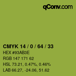 Code couleur: CMYK 14 / 0 / 64 / 33 | qconv.com