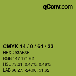 Code couleur: CMYK 14 / 0 / 64 / 33 | qconv.com