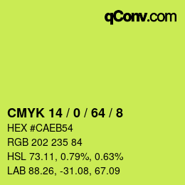 カラーコード: CMYK 14 / 0 / 64 / 8 | qconv.com