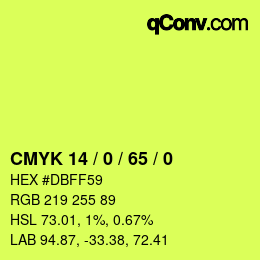 カラーコード: CMYK 14 / 0 / 65 / 0 | qconv.com