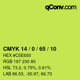 Color code: CMYK 14 / 0 / 65 / 10 | qconv.com