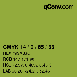 颜色代码: CMYK 14 / 0 / 65 / 33 | qconv.com