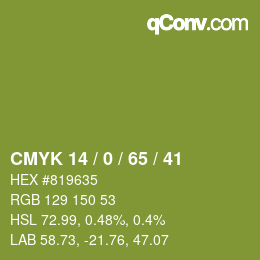 Color code: CMYK 14 / 0 / 65 / 41 | qconv.com