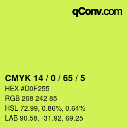 颜色代码: CMYK 14 / 0 / 65 / 5 | qconv.com
