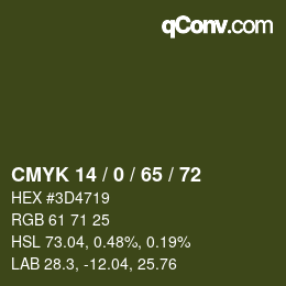 Color code: CMYK 14 / 0 / 65 / 72 | qconv.com