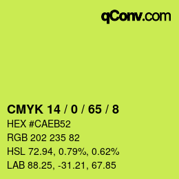 颜色代码: CMYK 14 / 0 / 65 / 8 | qconv.com