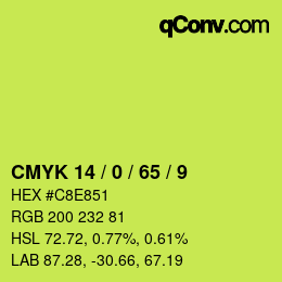 颜色代码: CMYK 14 / 0 / 65 / 9 | qconv.com