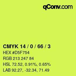 カラーコード: CMYK 14 / 0 / 66 / 3 | qconv.com