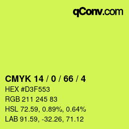 Color code: CMYK 14 / 0 / 66 / 4 | qconv.com