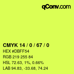 Color code: CMYK 14 / 0 / 67 / 0 | qconv.com