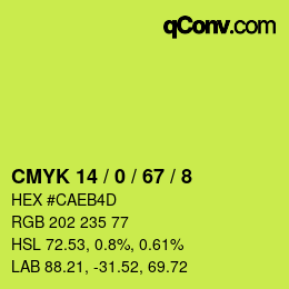 カラーコード: CMYK 14 / 0 / 67 / 8 | qconv.com