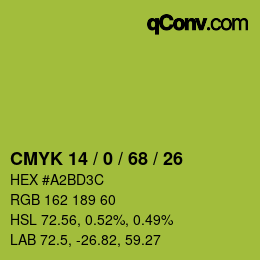 カラーコード: CMYK 14 / 0 / 68 / 26 | qconv.com