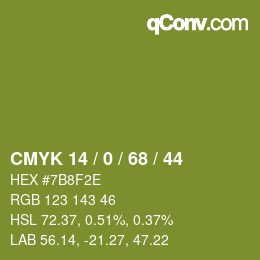 颜色代码: CMYK 14 / 0 / 68 / 44 | qconv.com