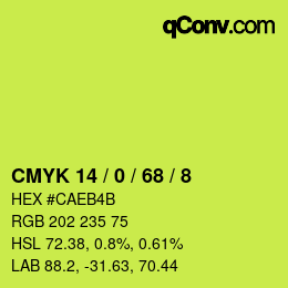 Color code: CMYK 14 / 0 / 68 / 8 | qconv.com