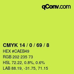 カラーコード: CMYK 14 / 0 / 69 / 8 | qconv.com