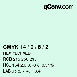 カラーコード: CMYK 14 / 0 / 6 / 2 | qconv.com