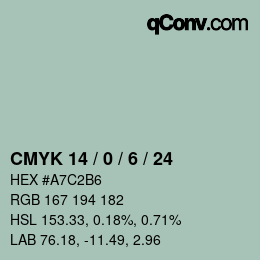 カラーコード: CMYK 14 / 0 / 6 / 24 | qconv.com