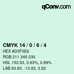 カラーコード: CMYK 14 / 0 / 6 / 4 | qconv.com