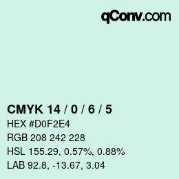 颜色代码: CMYK 14 / 0 / 6 / 5 | qconv.com