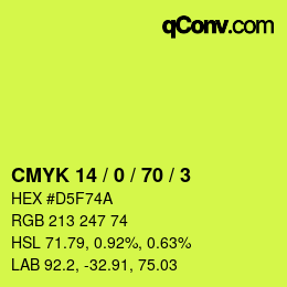 Color code: CMYK 14 / 0 / 70 / 3 | qconv.com