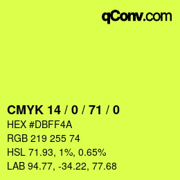 Color code: CMYK 14 / 0 / 71 / 0 | qconv.com