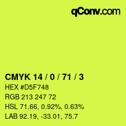 Color code: CMYK 14 / 0 / 71 / 3 | qconv.com