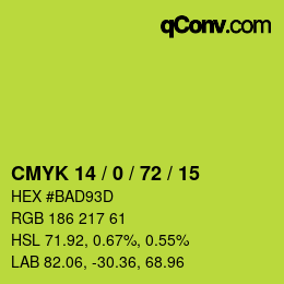 颜色代码: CMYK 14 / 0 / 72 / 15 | qconv.com