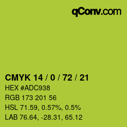 Color code: CMYK 14 / 0 / 72 / 21 | qconv.com