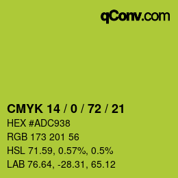 カラーコード: CMYK 14 / 0 / 72 / 21 | qconv.com