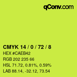 カラーコード: CMYK 14 / 0 / 72 / 8 | qconv.com