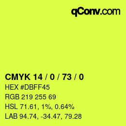 Color code: CMYK 14 / 0 / 73 / 0 | qconv.com