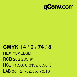 颜色代码: CMYK 14 / 0 / 74 / 8 | qconv.com