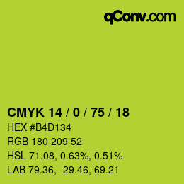颜色代码: CMYK 14 / 0 / 75 / 18 | qconv.com