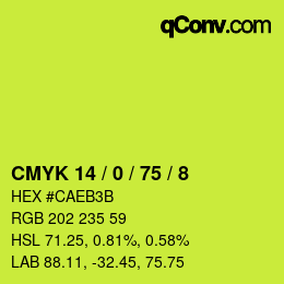 カラーコード: CMYK 14 / 0 / 75 / 8 | qconv.com