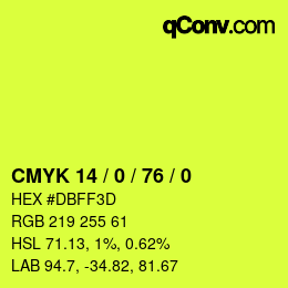 Color code: CMYK 14 / 0 / 76 / 0 | qconv.com