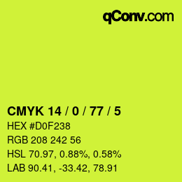 カラーコード: CMYK 14 / 0 / 77 / 5 | qconv.com