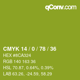 Color code: CMYK 14 / 0 / 78 / 36 | qconv.com