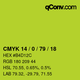 颜色代码: CMYK 14 / 0 / 79 / 18 | qconv.com