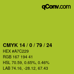 颜色代码: CMYK 14 / 0 / 79 / 24 | qconv.com