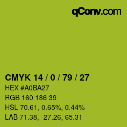 カラーコード: CMYK 14 / 0 / 79 / 27 | qconv.com